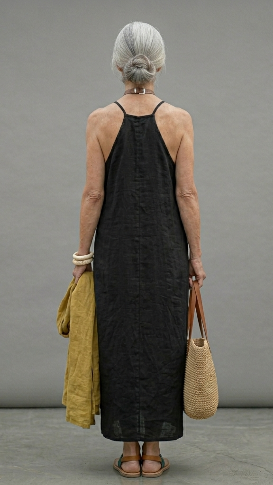Casual women's long cotton and linen dress