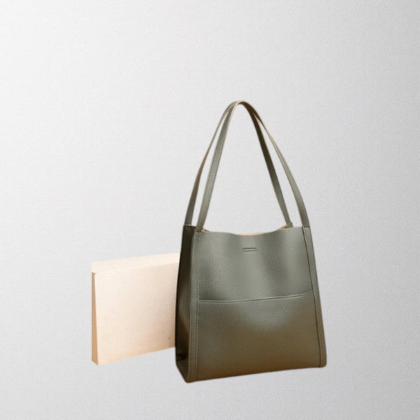 Olivia - Solid colour simple genuine leather shoulder bag