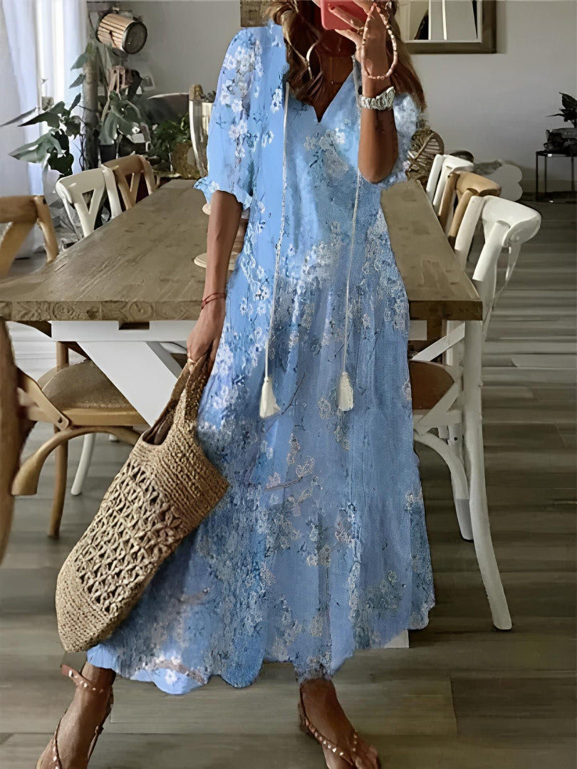 CELESTE | BOHO VINTAGE V-NECK SUMMER DRESS