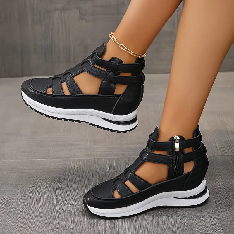 YVETTE | LIGHTWEIGHT WEDGE SANDALS WITH SIDE ZIP