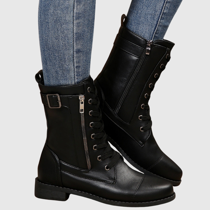 Carmine | Comfortable Side-Zip Leather Boots