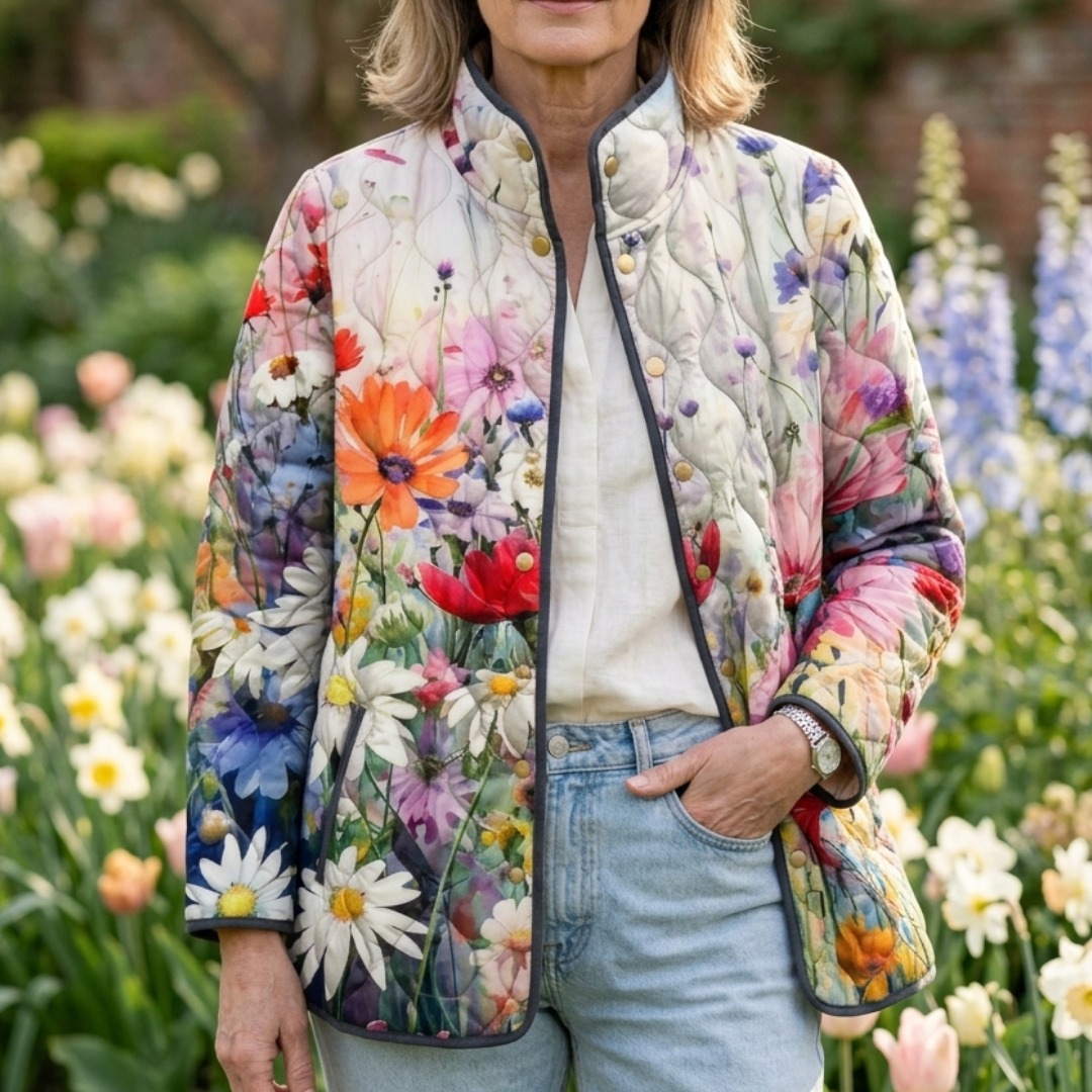 Kaia | Charming Vintage Floral Print Quilted Jacket