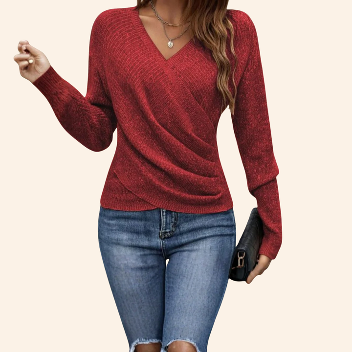DAPHNE | WRAP-FRONT V-NECK JUMPER