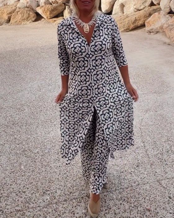 Lara | Button-Front Printed Set