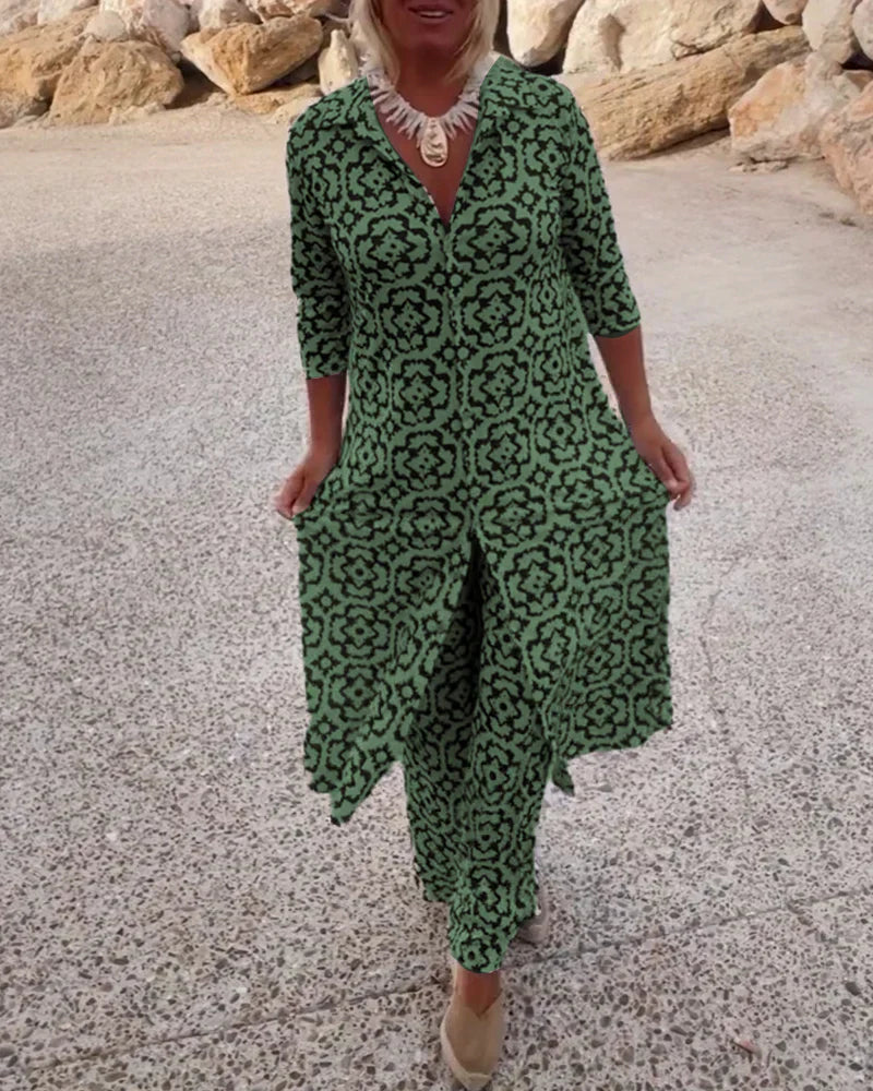 Lara | Button-Front Printed Set