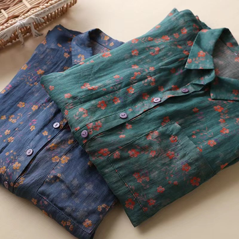 WINONA | FLORAL PRINT SHORT-SLEEVE BLOUSE