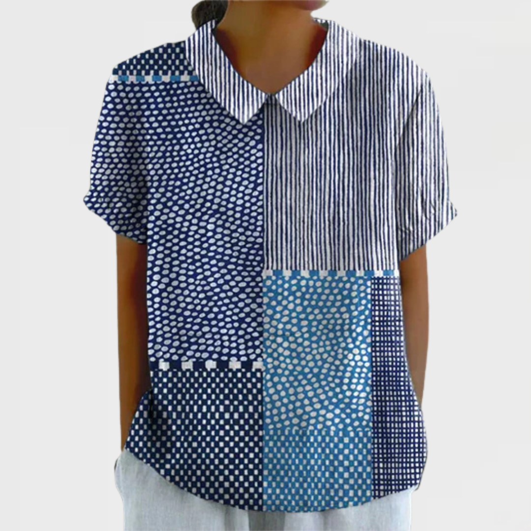 Ella | Azul Patchwork Blouse