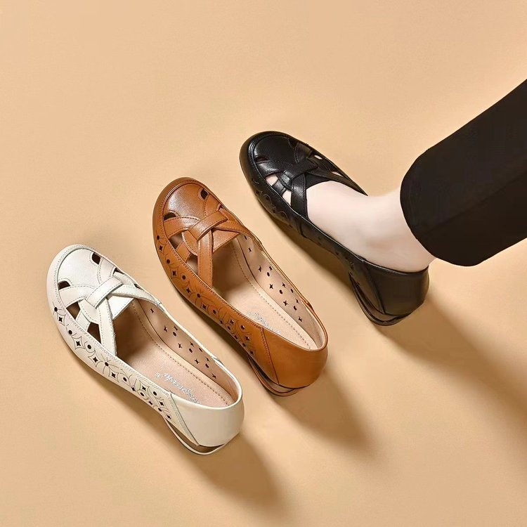Aveline Cutout Leather Slip-On Shoes